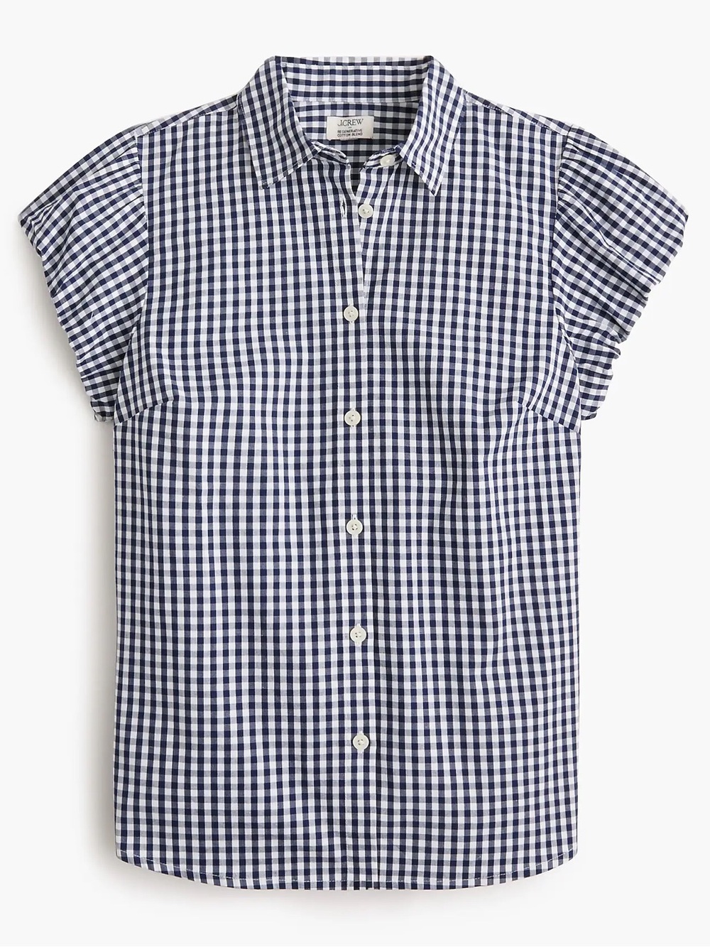 J.Crew Gingham Button Down Blouse in Blue & White Size Medium